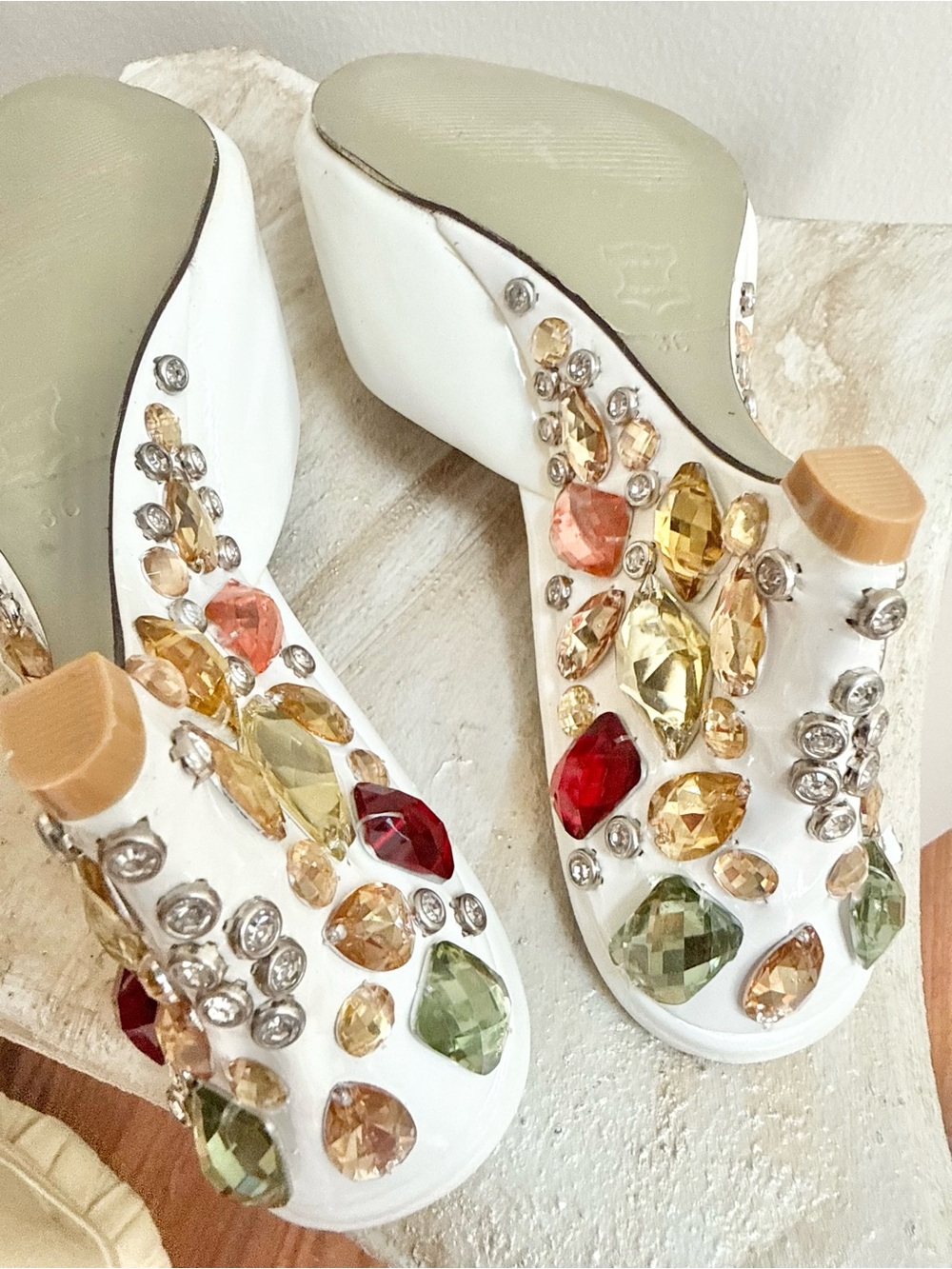 VTG Miu Miu Crystal Embellished Kitten Heel Mules EU 36 US 5.5 - Picture 7 of 7
